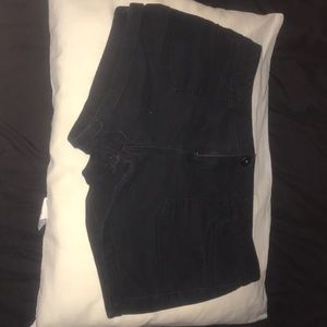 Black denim shorts